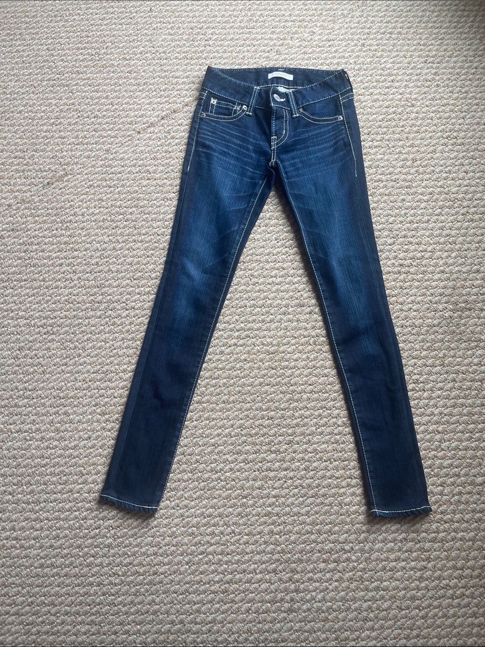 Moussy Indigo powder Skinny Jeans with Contrast Stitching
